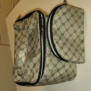 Lauren Ralph Lauren RLL Black/Gray Monogram Two-tone Train Case/Cosmetic Bag Set
